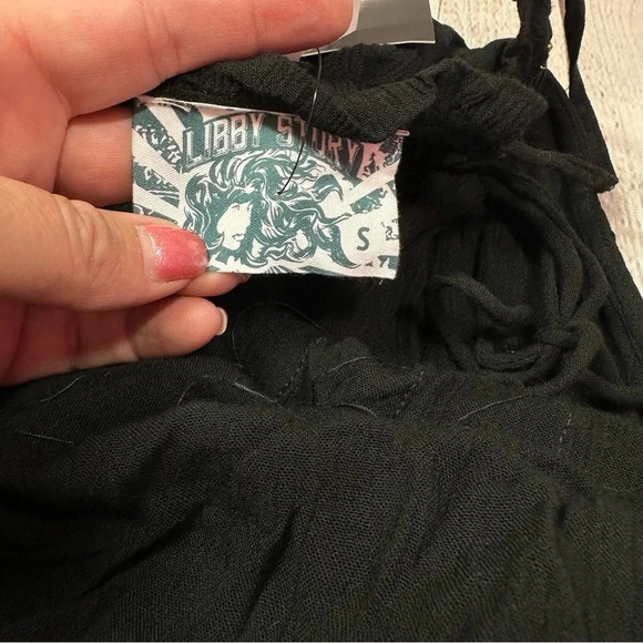 NWT libby story boutique beachwear mini dress coverup sz small corset tie sides - Picture 11 of 11